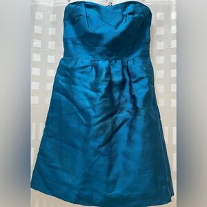 Ann Taylor petite six strapless iridescent blue dress